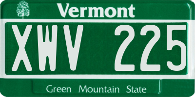 VT license plate XWV225