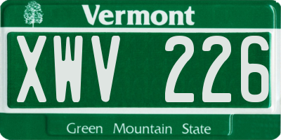 VT license plate XWV226