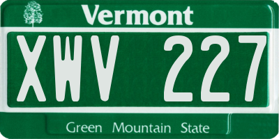 VT license plate XWV227