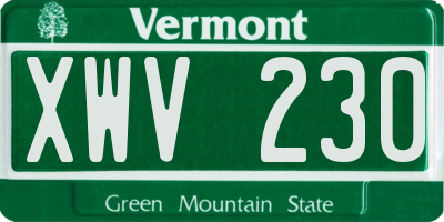 VT license plate XWV230