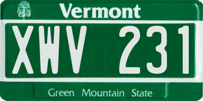 VT license plate XWV231
