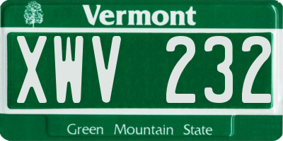 VT license plate XWV232