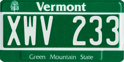 VT license plate XWV233