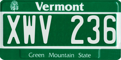 VT license plate XWV236