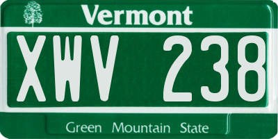 VT license plate XWV238