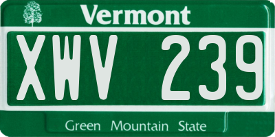 VT license plate XWV239