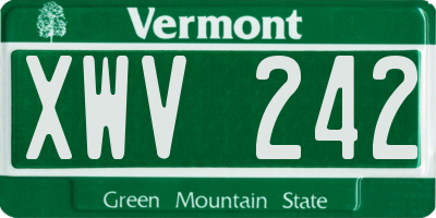VT license plate XWV242