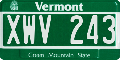 VT license plate XWV243