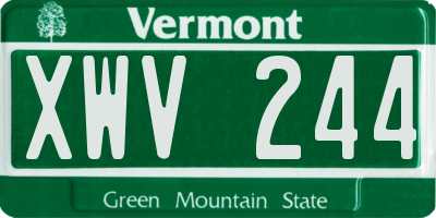 VT license plate XWV244