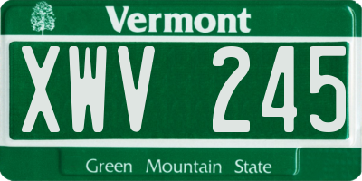 VT license plate XWV245