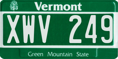 VT license plate XWV249