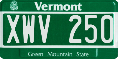 VT license plate XWV250