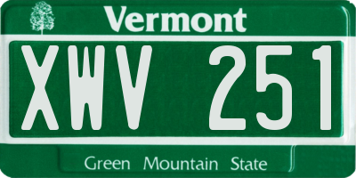 VT license plate XWV251