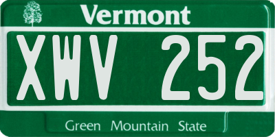VT license plate XWV252