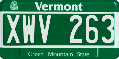 VT license plate XWV263