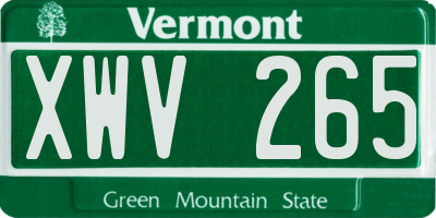 VT license plate XWV265