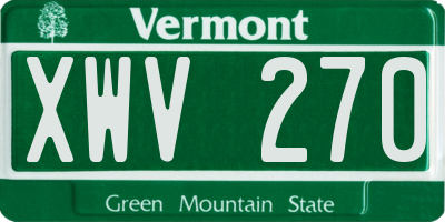 VT license plate XWV270