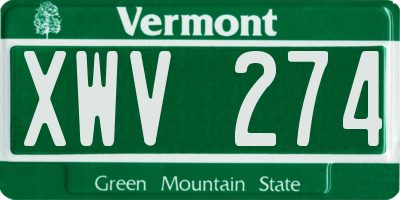 VT license plate XWV274
