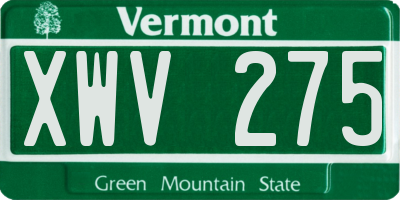 VT license plate XWV275