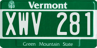 VT license plate XWV281