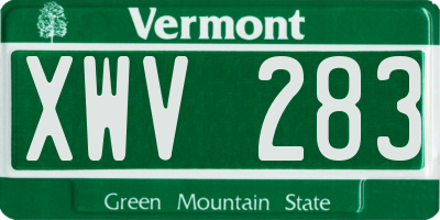 VT license plate XWV283