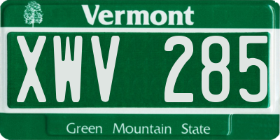 VT license plate XWV285