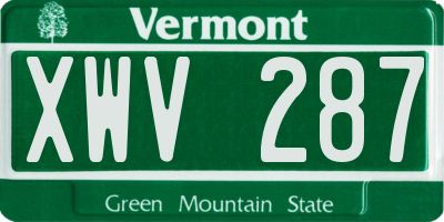 VT license plate XWV287