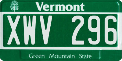 VT license plate XWV296