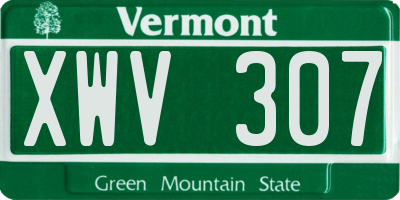 VT license plate XWV307