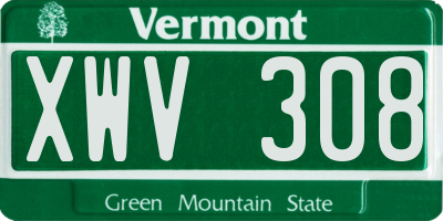 VT license plate XWV308