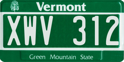 VT license plate XWV312