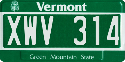 VT license plate XWV314