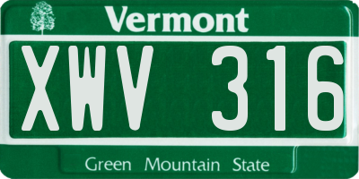 VT license plate XWV316