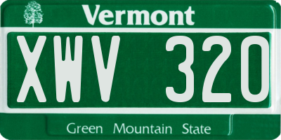 VT license plate XWV320