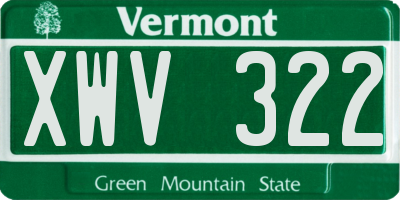 VT license plate XWV322