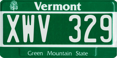 VT license plate XWV329