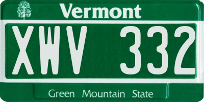 VT license plate XWV332