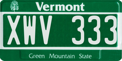 VT license plate XWV333