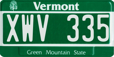 VT license plate XWV335