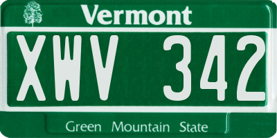 VT license plate XWV342