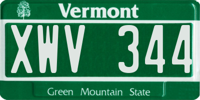 VT license plate XWV344