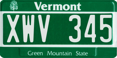 VT license plate XWV345