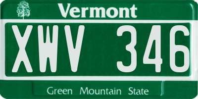 VT license plate XWV346