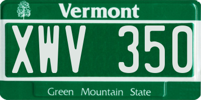 VT license plate XWV350