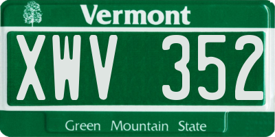 VT license plate XWV352