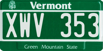 VT license plate XWV353