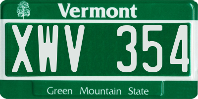 VT license plate XWV354