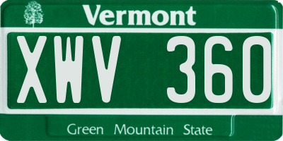 VT license plate XWV360