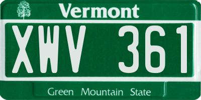 VT license plate XWV361