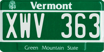 VT license plate XWV363